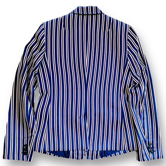 BANANA REPUBLIC Blue and White Stripe Double-Breasted Blazer - Picture 11 of 14